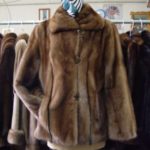 BRAND NEW DEMI BUFF MINK JACKET W/BLACK STRIPES