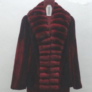 NEW TWO-TONE PLUCKED MINK & CHINCHILLA FUR JACKET WOMEN ALL SIZE