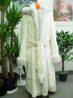 Men Rabbit Fur Coat in White