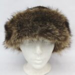 MINT NATURAL RACCOON & LEATHER SUEDE FUR HAT WOMEN WOMAN SIZE ALL