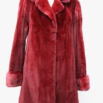 EXCELLENT RED SHEARED MINK FUR COAT JACKET WOMEN WOMAN SIZE 4-6 SMALL