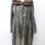 MINT GRAY PERSIAN LAMB ASTRAKHAN & MINK FUR COAT JACKET WOMEN WOMAN SIZE 6 SMALL