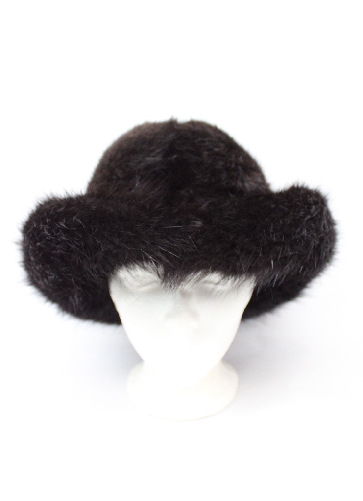 Faux Fur Hat Dark Brown