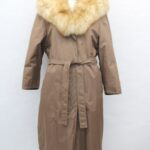 EXCELLENT PERSIAN LAMB FUR LINED BROWN CLOTH COAT JACKET WOMEN WOMAN SIZE 4