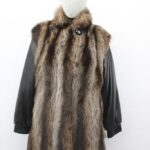 EXCELLENT RACCOON & LEATHER FUR COAT JACKET WOMEN WOMAN SIZE 4-6 SMALL