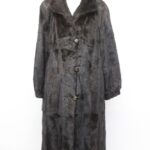 EXCELLENT BLACK MINK FUR & CLOTH REVERSIBLE COAT JACKET WOMEN WOMAN SIZE 8-10 M