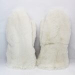 BRAND NEW WHITE SHEARED RABBIT BOTH SIDED FUR MITTENS MITTS MEN MAN SIZE M-L