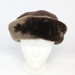 EXCELLENT BROWN FAUX FUR &FLEECE CLOTH HAT CAP WOMEN WOMAN SIZE 22.5