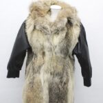 MINT COYOTE FUR & LEATHER COAT JACKET WOMEN WOMAN SIZE 4 SMALL