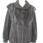 EXCELLENT BLACK SHEARED RACCOON & SUEDE FUR COAT JACKET WOMEN WOMAN SIZE 6 SMALL