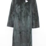 EXCELLENT GREEN SHEARED MUSKRAT FUR COAT JACKET WOMEN WOMAN SIZE 4-6 SMALL