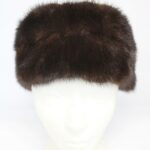 EXCELLENT CANADIAN DARK RANCH MINK FUR & SUEDE HAT WOMEN WOMAN SIZE ALL