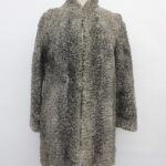 EXCELLENT GRAY CURLY LAMB FUR JACKET COAT WOMEN WOMAN SIZE 2-4 PETITE