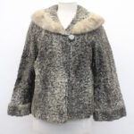 SCRAP ITEM: GRAY CURLY LAMB & MINK FUR JACKET COAT SIZE N/A