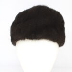 EXCELLENT CANADIAN DARK RANCH MINK FUR & SUEDE TOP HAT WOMEN WOMAN SIZE ALL