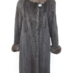 EXCELLENT BLUE SHEARED RACCOON FUR COAT JACKET WOMEN WOMAN SIZE 6 SMALL