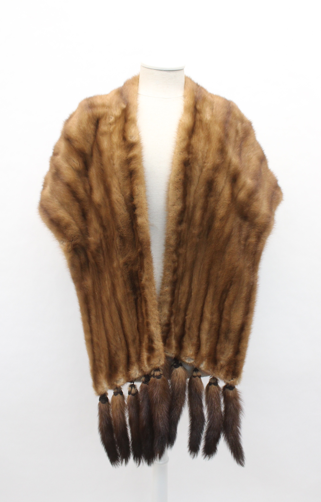 Mink/Muskrat Real Fur? Brown Shawl Stole Wrap Lined Womens 2024 One Size