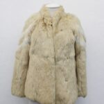 SCRAP ITEM: BEIGE & WHITE RABBIT FUR COAT JACKET ARTS & CRAFTS