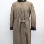 EXCELLENT BROWN CLOTH COAT JACKET W/ MINK FUR LINING WOMEN WOMAN SIZE 6 SMALL