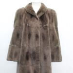 EXCELLENT BROWN SHEARED MUSKRAT FUR COAT JACKET WOMEN WOMAN SIZE 6-8 *DISCOLORED
