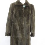 EXCELLENT MOSS GREEN SHEARED MUSKRAT FUR COAT JACKET WOMEN WOMAN SIZE 6 SMALL
