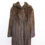 EXCELLENT CANADIAN DARK RANCH MINK FUR COAT JACKET WOMEN WOMAN SIZE 8-10 W/HOOD