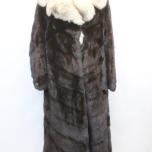 EXCELLENT DARK RANCH MINK & FOX FUR COAT JACKET WOMEN WOMAN SIZE 6 SMALL