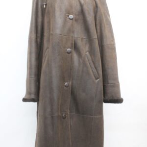 EXCELLENT BROWN SHEEPSKIN SHEARLING FUR COAT WOMEN WOMAN SIZE 8-10 MEDIUM HOOD