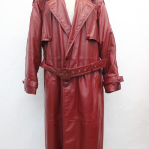 EXCELLENT FULL LENGTH RED LEATHER COAT FOR MAN MEN SIZE 42 MEDIUM