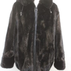 NEW REFURBISHED DARK RANCH BROWN MINK FUR COAT JACKET W/ HOOD MEN MAN ALL