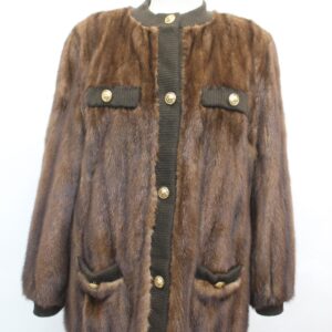 EXCELLENT MAHOGANY MINK FUR & KNITTED JACKET COAT WOMEN WOMAN SIZE 6 SMALL