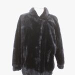 EXCELLENT DARK BLUE SHEARED MUSKRAT FUR COAT JACKET WOMEN WOMAN SIZE 8 MEDIUM