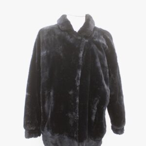 EXCELLENT DARK BLUE SHEARED MUSKRAT FUR COAT JACKET WOMEN WOMAN SIZE 8 MEDIUM