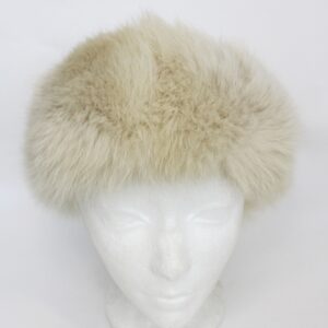 SHOWROOM NEW BEIGE FOX FUR HEADBAND WOMEN WOMAN SIZE 22.5" X 4"