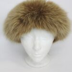 SHOWROOM NEW LIGHT BROWN FOX FUR HEADBAND WOMEN WOMAN SIZE 22