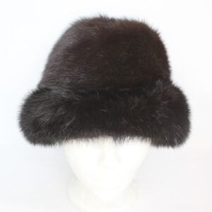 EXCELLENT CANADIAN DARK RANCH MINK FUR HAT WOMEN WOMAN SIZE ALL