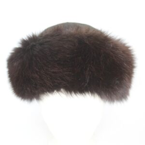 SHOWROOM NEW CANADIAN BROWN FOX FUR SUEDE HAT WOMEN WOMAN SIZE 20.5" *DISCOLORED