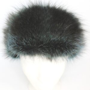 SHOWROOM NEW GREEN RACCOON FUR & SUEDE HAT WOMEN WOMAN SIZE 22.5" *DISCOLORED