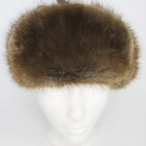 SHOWROOM NEW BROWN MUSKRAT FUR & LEATHER HAT MEN MAN SIZE 22"