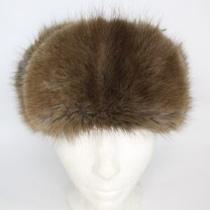 SHOWROOM NEW BROWN MUSKRAT FUR & LEATHER HAT MEN MAN SIZE 22" TROOPER STYLE