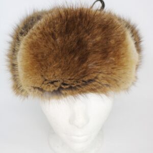 SHOWROOM NEW BROWN MUSKRAT FUR & LEATHER HAT MEN MAN SIZE 21.5"