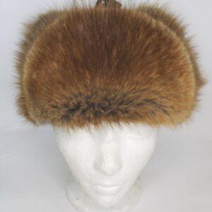 SHOWROOM NEW BROWN MUSKRAT FUR & LEATHER HAT MEN MAN SIZE 22"
