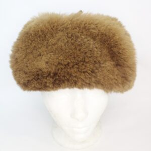 SHOWROOM NEW BROWN LAMB FUR & LEATHER HAT MEN MAN SIZE 22.5"