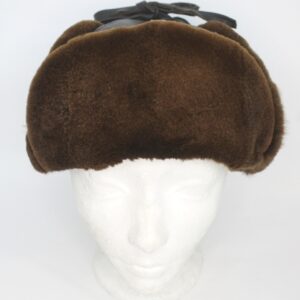 SHOWROOM NEW SHEARED DARK RANCH MINK FUR & LEATHER HAT MEN MAN SIZE 23"
