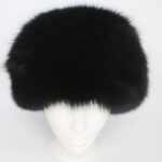 BRAND NEW BLACK FOX FUR PILLBOX STYLE HAT WOMEN WOMAN SIZE ALL