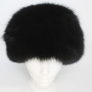 BRAND NEW BLACK FOX FUR PILLBOX STYLE HAT WOMEN WOMAN SIZE ALL