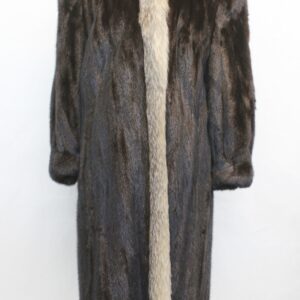 EXCELLENT DARK RANCH MINK & CRYSTAL FOX FUR COAT JACKET WOMEN WOMAN SIZE 6-8