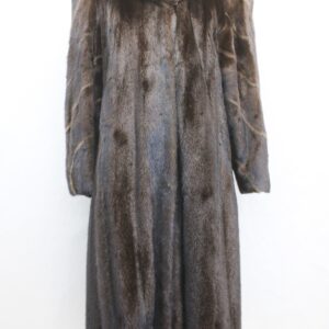 EXCELLENT DARK RANCH BROWN MINK FUR COAT JACKET W/INSERTS HOOD WOMEN WOMAN 6 S