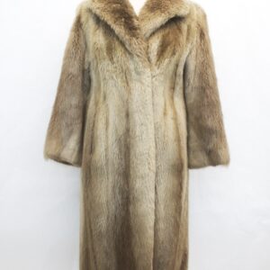 EXCELLENT BLOND LONG HAIRED BEAVER FUR COAT JACKET WOMEN WOMAN SIZE 4 PETITE