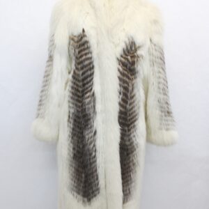 EXCELLENT RACCOON RACOON & WHITE FOX COAT JACKET WOMEN WOMAN SIZE 6 SMALL